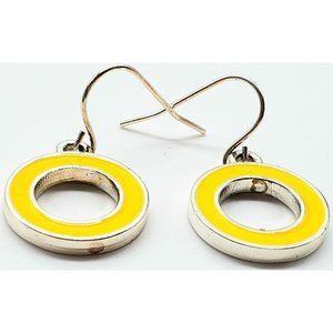 Chaps Yellow Dangle Drop Silver Tone Earrings